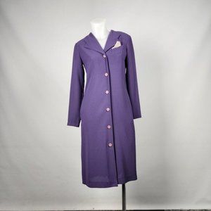 Edie Johne Purple Button Down Up Pleated Back Detail Dress Size 4